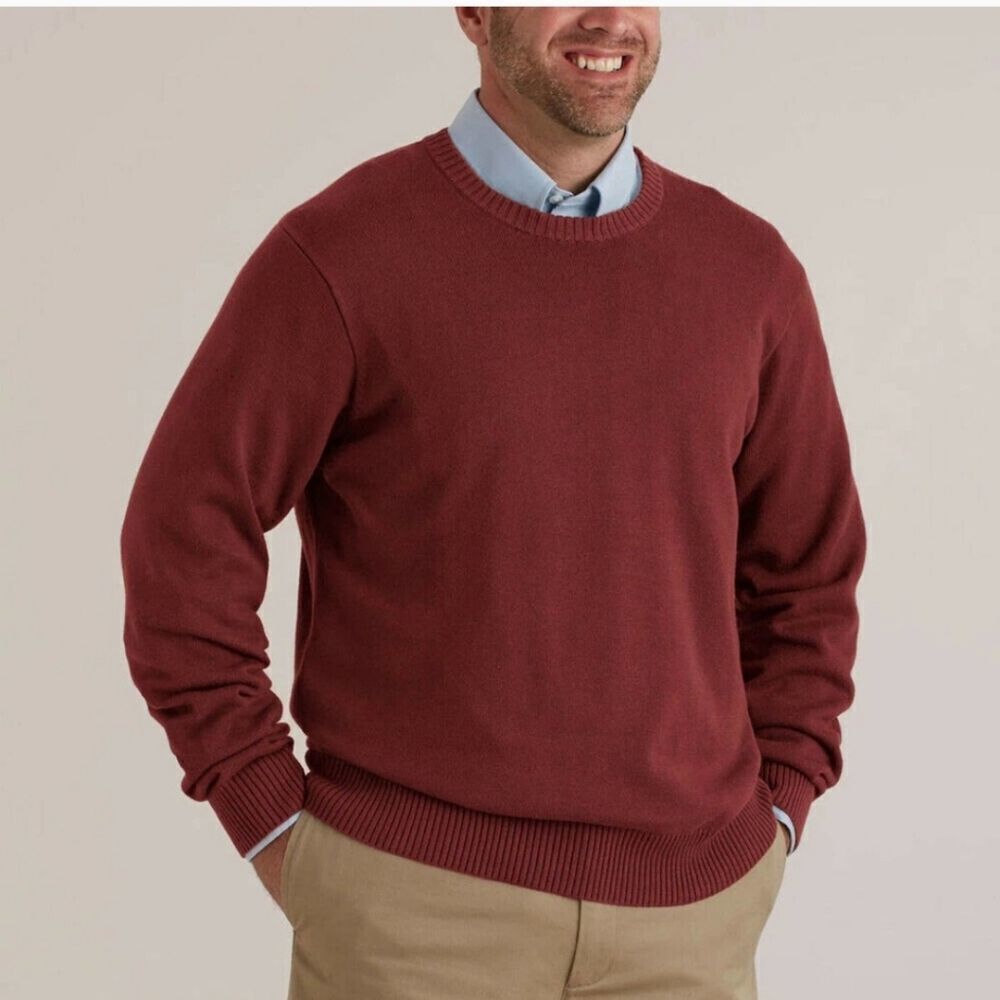 DULUTH Trading Co Men's 2XL Tall Strongarm Cotton Crew Sweater Maroon NWT